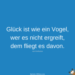 Weise Sprüche Glück ist wie ein Vogel, wer es nicht ergreift, dem